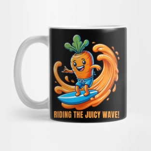 Surfing Carrot Adventure Illustration Mug